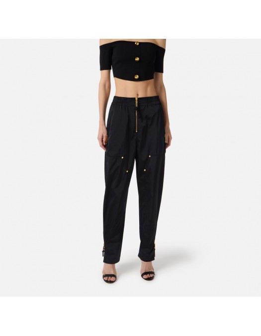 Pantaloni ELISABETTA FRANCHI,  voile fabric, Negru - PA16461E2110