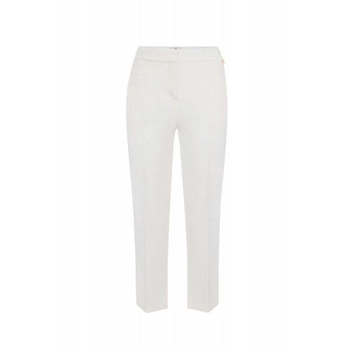 Pantaloni ELISABETTA FRANCHI, lightweight crêpe fabric with logo charm, alb