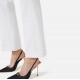Pantaloni ELISABETTA FRANCHI, Trousers in double layer stretch crêpe fabric with logo charm, Alb - PA16861E2360