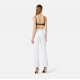 Pantaloni ELISABETTA FRANCHI, Trousers in double layer stretch crêpe fabric with logo charm, Alb - PA16861E2360