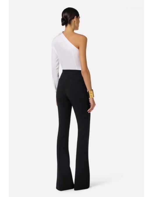 Pantaloni ELISABETTA FRANCHI, Trousers in double layer stretch crêpe fabric with logo charm - PA16961E2110