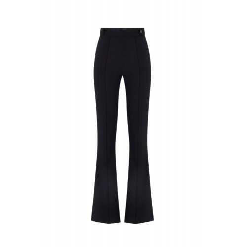 Pantaloni ELISABETTA FRANCHI, Trousers in double layer stretch crêpe fabric with logo charm