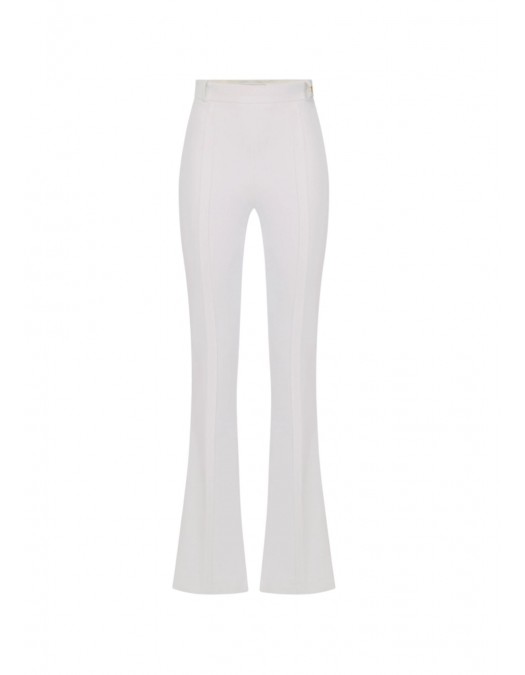 Pantaloni ELISABETTA FRANCHI, double layer stretch crêpe fabric with logo charm, Alb - PA16961E2360