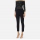 Pantaloni ELISABETTA FRANCHI, double layer stretch crêpe fabric with embroidered logo, Negru - PA17061E2110