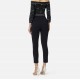 Pantaloni ELISABETTA FRANCHI, double layer stretch crêpe fabric with embroidered logo, Negru - PA17061E2110