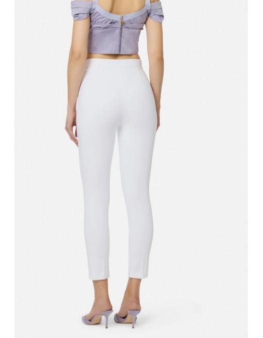 Pantaloni ELISABETTA FRANCHI, Pantalon en double crêpe stretch avec logo brodé - PA17061E2360