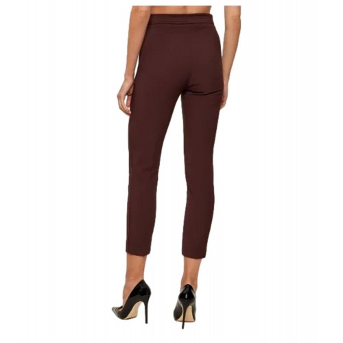 Pantaloni ELISABETTA FRANCHI, double layer stretch crêpe fabric with embroidered logo, Maro