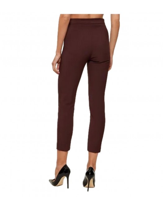 Pantaloni ELISABETTA FRANCHI, double layer stretch crêpe fabric with embroidered logo, Maro - PA17061E2644