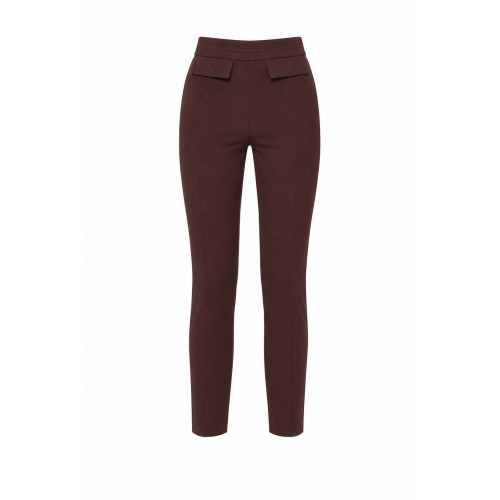 Pantaloni ELISABETTA FRANCHI, double layer stretch crêpe fabric with embroidered logo, Maro