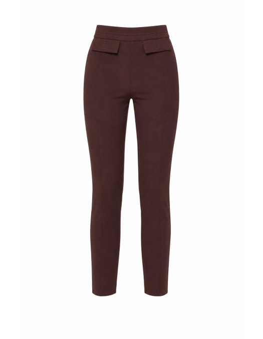 Pantaloni ELISABETTA FRANCHI, double layer stretch crêpe fabric with embroidered logo, Maro - PA17061E2644