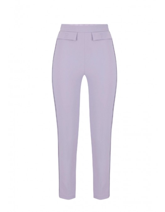 PANTALONI ELISABETTA FRANCHI, Trousers in double layer stretch crêpe fabric with embroidered logo - PA17061E2EV7