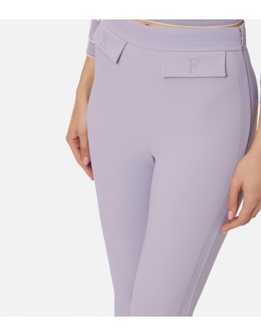 PANTALONI ELISABETTA FRANCHI, Trousers in double layer stretch crêpe fabric with embroidered logo - PA17061E2EV7