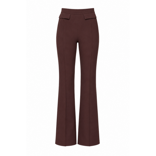Pantaloni ELISABETTA FRANCHI, double layer stretch crêpe fabric with embroidered logo, Maro