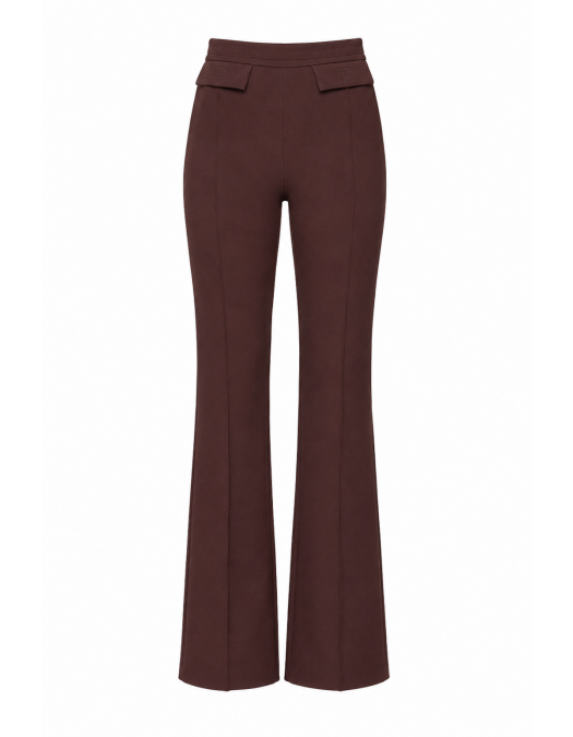 Pantaloni ELISABETTA FRANCHI, double layer stretch crêpe fabric with embroidered logo, Maro - PA17161E2644