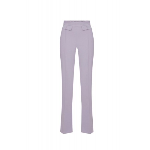 Pantaloni ELISABETTA FRANCHI, double layer stretch crêpe fabric with embroidered logo, Lila