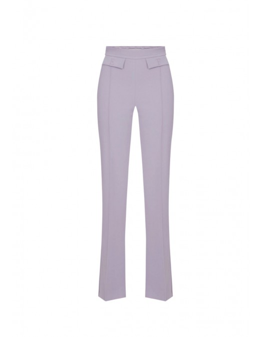 Pantaloni ELISABETTA FRANCHI, double layer stretch crêpe fabric with embroidered logo, Lila - PA17161E2EV7