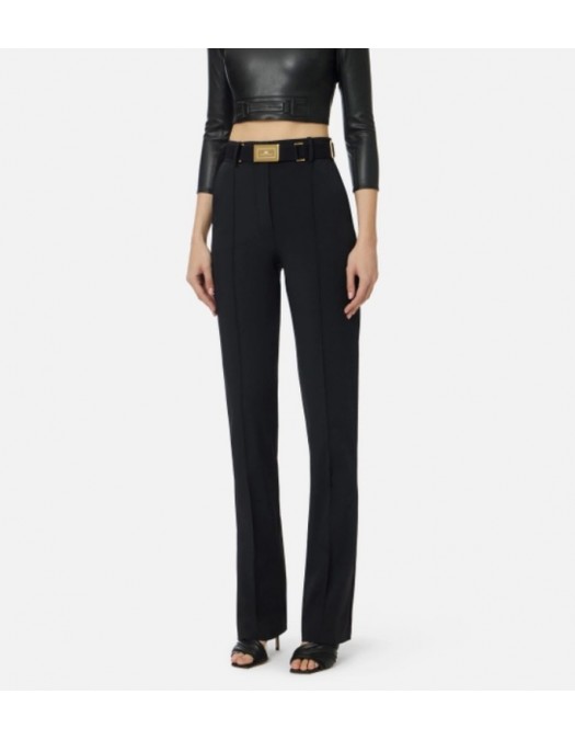 Pantaloni ELISABETTA FRANCHI, Trousers in technical bi-elastic fabric with belt - PA17261E2110