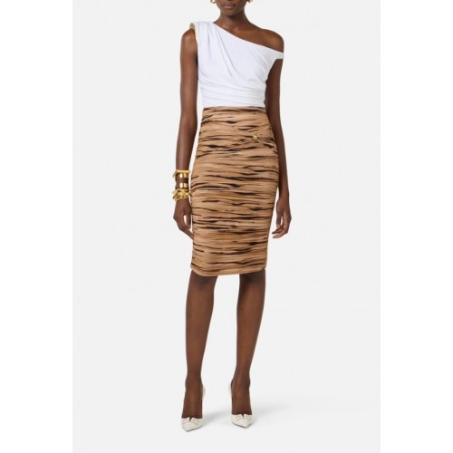 Top ELISABETTA FRANCHI, Bodysuit in jersey fabric with jewel shoulder detail