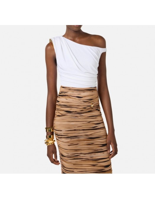 Top ELISABETTA FRANCHI, Bodysuit in jersey fabric with jewel shoulder detail - BO01361E2360