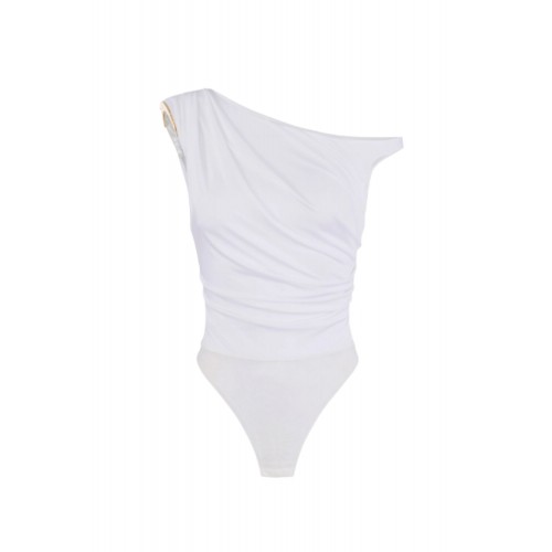 Top ELISABETTA FRANCHI, Bodysuit in jersey fabric with jewel shoulder detail