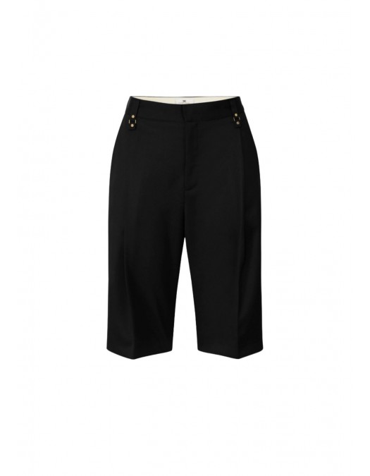 Pantaloni ELISABETTA FRANCHI, Cool wool Bermuda shorts, Negru - PA18162E2110