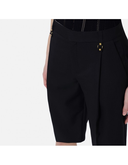 Pantaloni ELISABETTA FRANCHI, Cool wool Bermuda shorts, Negru - PA18162E2110