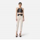 PANTALON ELISABETTA FRANCHI, Logo Print, Alb/Negru - PAS0156E2EF1