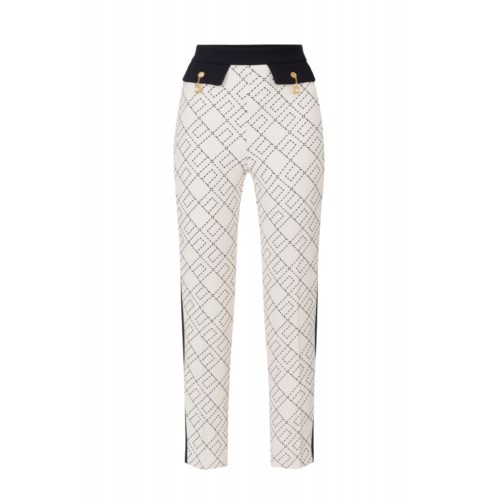 PANTALON ELISABETTA FRANCHI, Logo Print, Alb/Negru PANTALON ELISABETTA FRANCHI, Logo Print, Alb/Negru