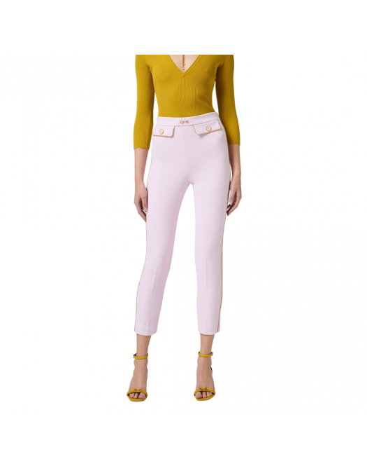 PANTALONI ELISABETTA FRANCHI, Jewelled Horsebit, White Butter - PAT7151E2DK3 PANTALONI ELISABETTA FRANCHI, Jewelled Horsebit, White Butter - PAT7151E2DK3