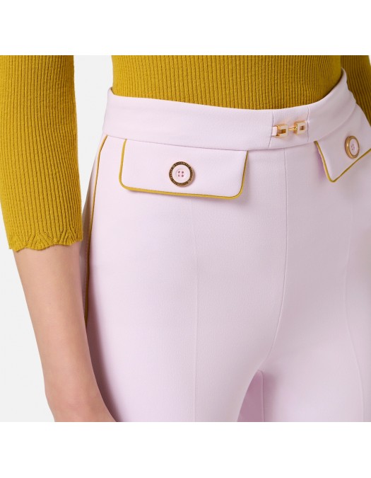 PANTALONI ELISABETTA FRANCHI, Jewelled Horsebit, White Butter - PAT7151E2DK3 PANTALONI ELISABETTA FRANCHI, Jewelled Horsebit, White Butter - PAT7151E2DK3