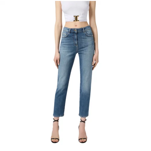 JEANS ELISABETTA FRANCHI, Skinny, Embossed Logo, Blue