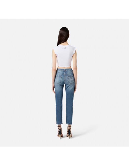 BLUGI ELISABETTA FRANCHI, Skinny, Embossed Logo, Blue - PJ07N56E2192 BLUGI ELISABETTA FRANCHI, Skinny, Embossed Logo, Blue - PJ07N56E2192