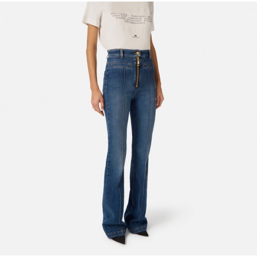Jeans ELISABETTA FRANCHI, Boot-cut jeans with zip, Bleumarin