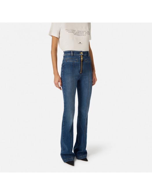 Jeans ELISABETTA FRANCHI, Boot-cut jeans with zip, Bleumarin - PJ17D61E2139