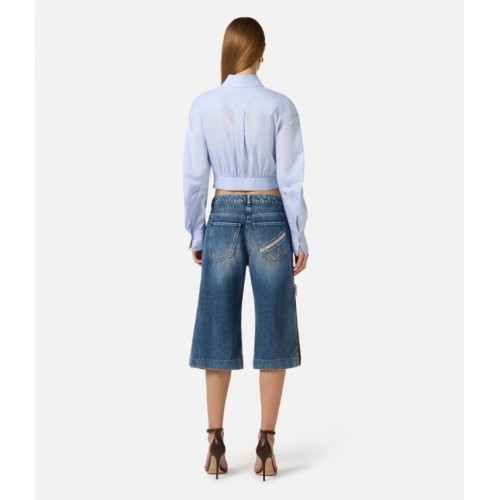 Jeans ELISABETTA FRANCHI, Denim bermuda shorts with zip