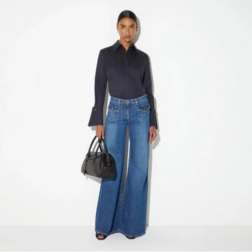 Jeans ELISABETTA FRANCHI, Bell-bottom jeans with small pockets