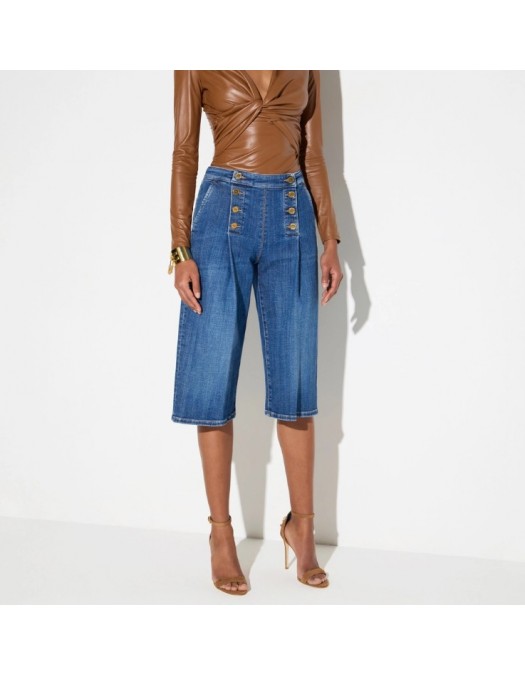 Jeans ELISABETTA FRANCHI, Denim bermuda shorts with row of buttons - PJ19N66E2139