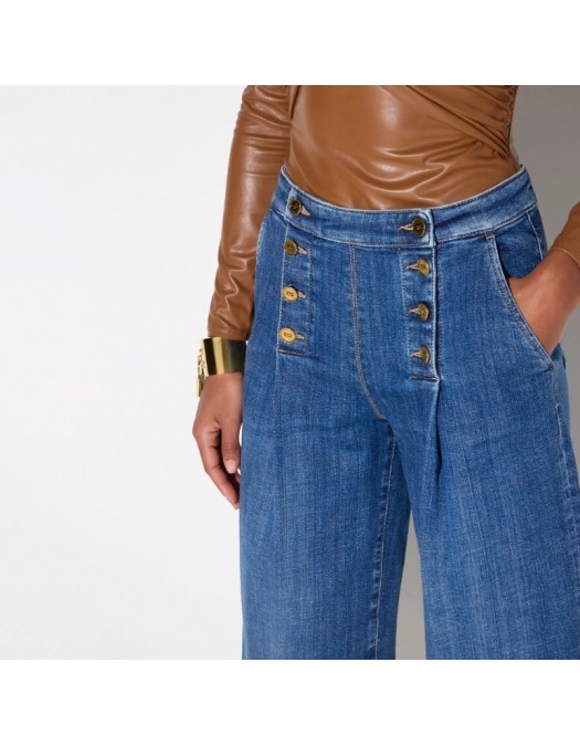 Jeans ELISABETTA FRANCHI, Denim bermuda shorts with row of buttons - PJ19N66E2139