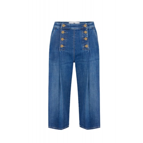 Jeans ELISABETTA FRANCHI, Denim bermuda shorts with row of buttons