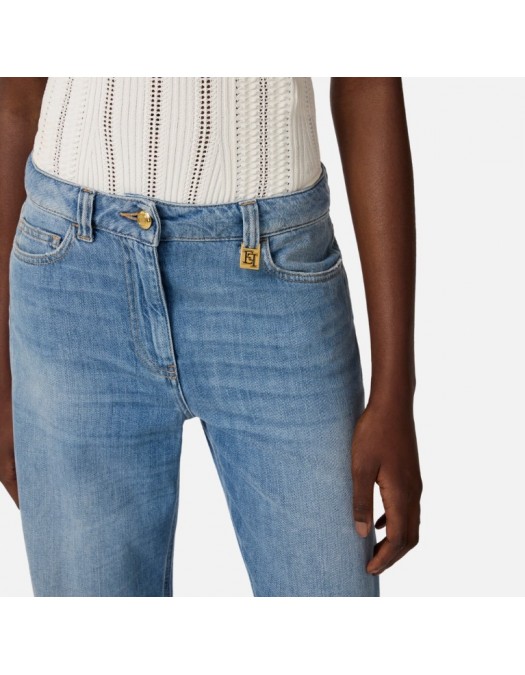 Jeans ELISABETTA FRANCHI, Palazzo jeans with logo detail - PJ21I61E2192
