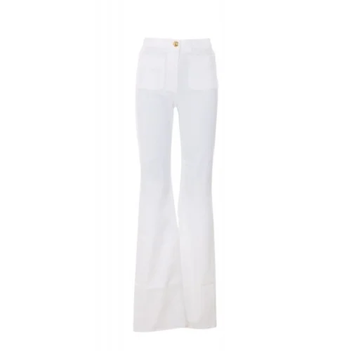 BLUGI ELISABETTA FRANCHI, High Waist, logo-button trousers, Alb