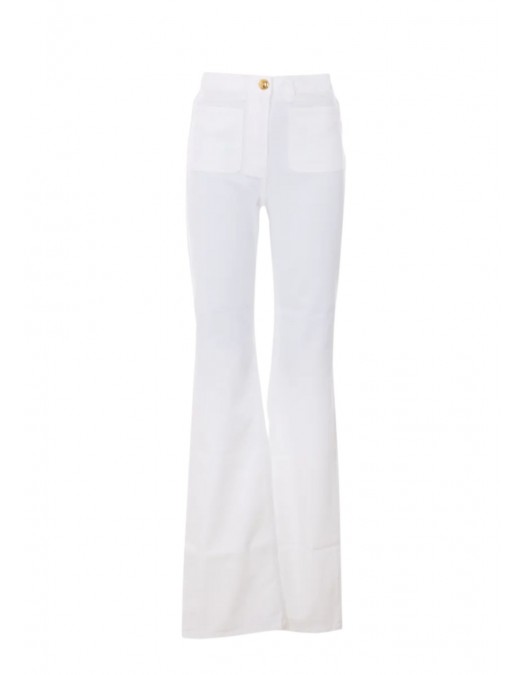 BLUGI ELISABETTA FRANCHI, High Waist, logo-button trousers, Alb - PJ22N61E2360
