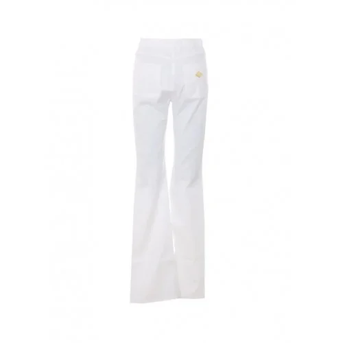BLUGI ELISABETTA FRANCHI, High Waist, logo-button trousers, Alb