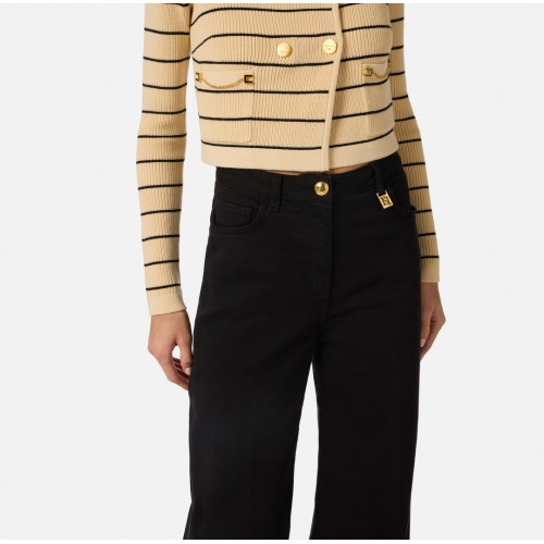 Blugi Elisabetta Franchi, Palazzo jeans, Negru