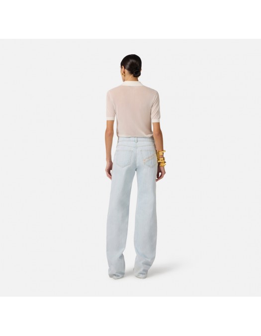 Jeans ELISABETTA FRANCHI, Palazzo jeans with organza details - PJ32N62E2FF6