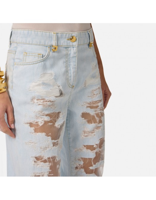 Jeans ELISABETTA FRANCHI, Palazzo jeans with organza details - PJ32N62E2FF6