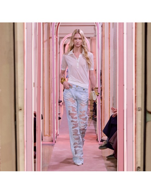 Jeans ELISABETTA FRANCHI, Palazzo jeans with organza details - PJ32N62E2FF6