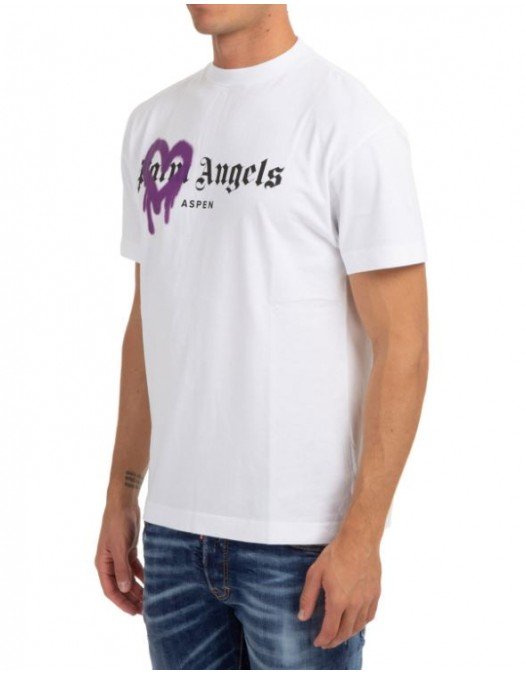 TRICOU PALM ANGELS , Sprayed heart in Purple - PMAA001F21JER0050137