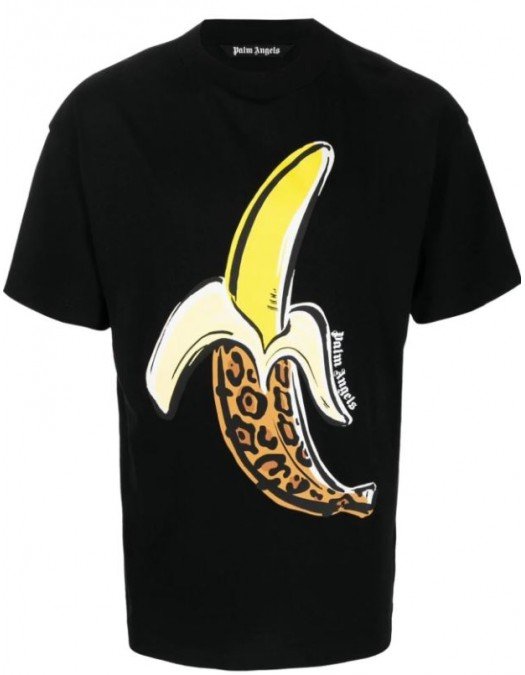 Tricou PALM ANGELS , Banana Print, Black - PMAA001F22JER0061018