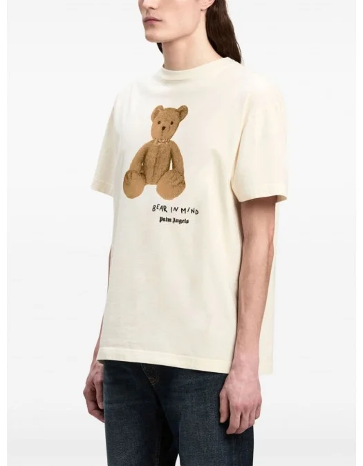Tricou PALM ANGELS, Bear In Mind Print, White - PMAA001F24JER0100360